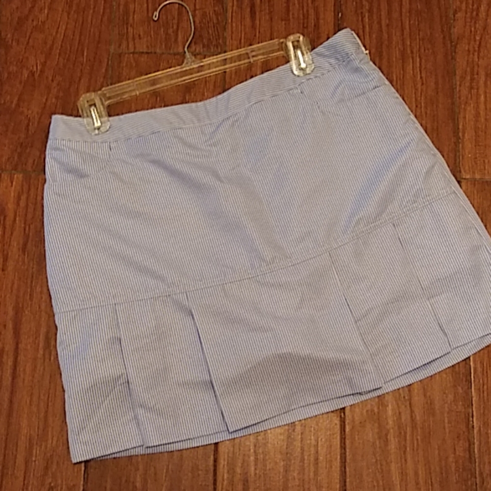 ADIDAS ladies lined skirt blue pinstripe size 10